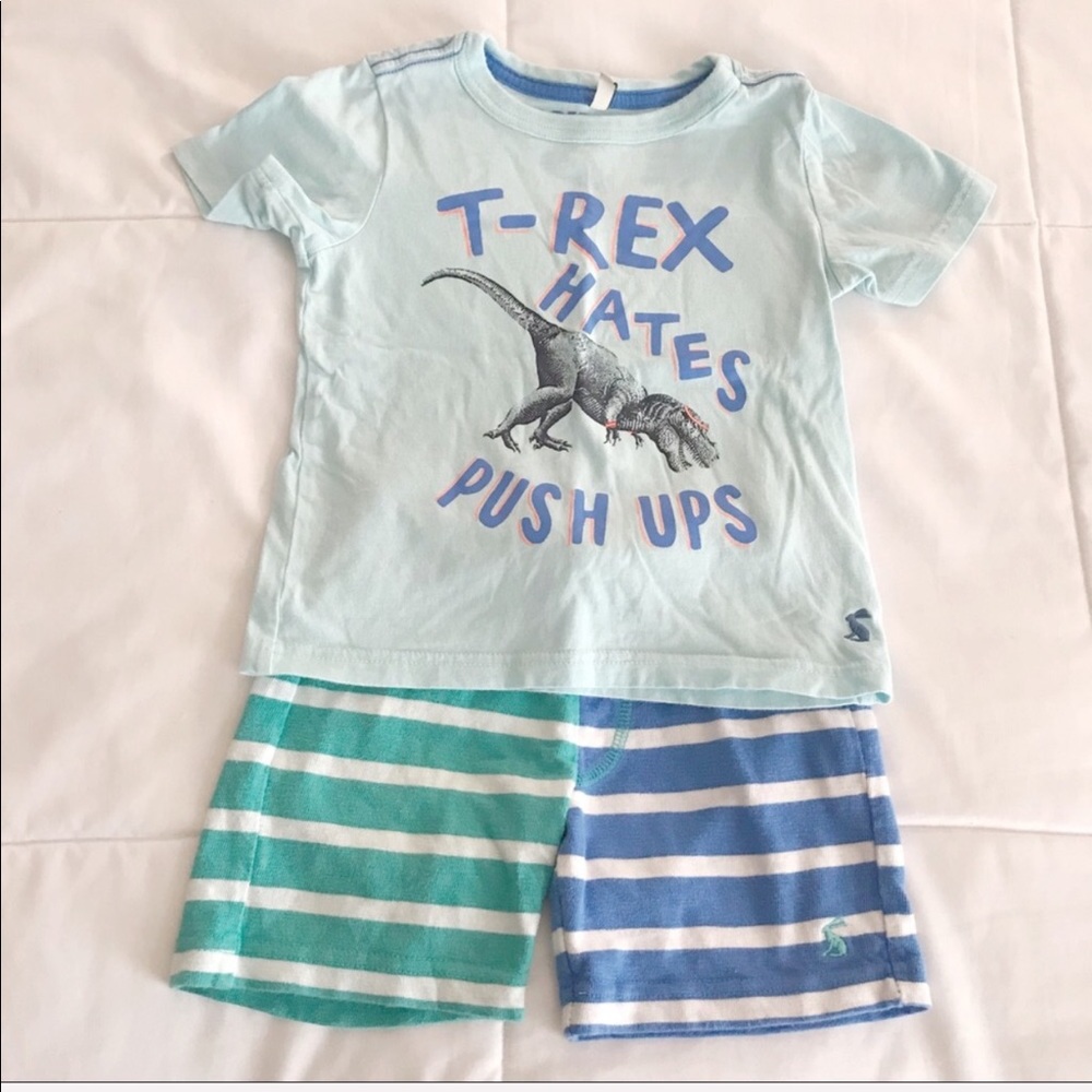 Joules Dinosaur TREX T-Shirt and Stripe Shorts